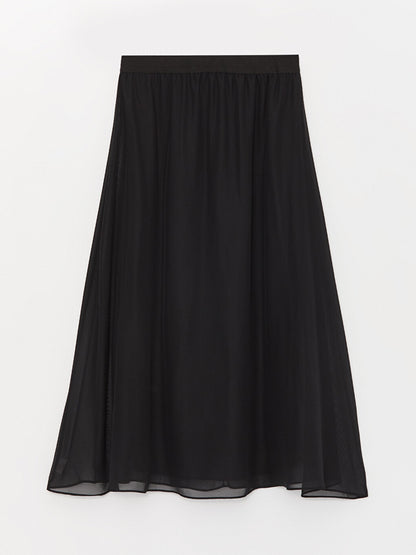 Women's Elastic Waist Straight Chiffon Skirt