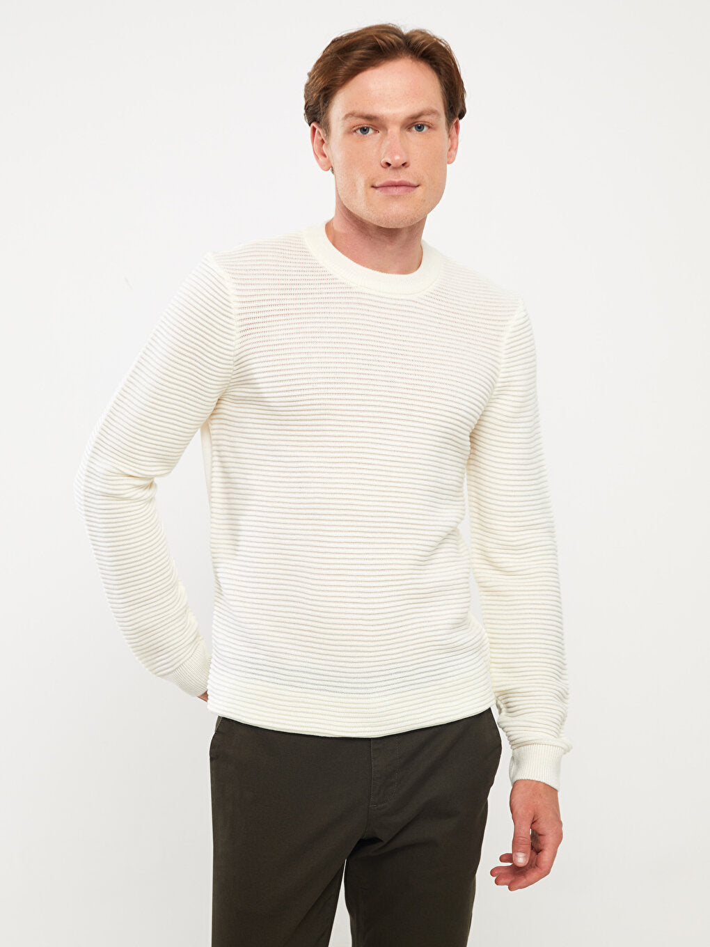 Crew Neck Long Sleeve Men's Knitwear Sweater