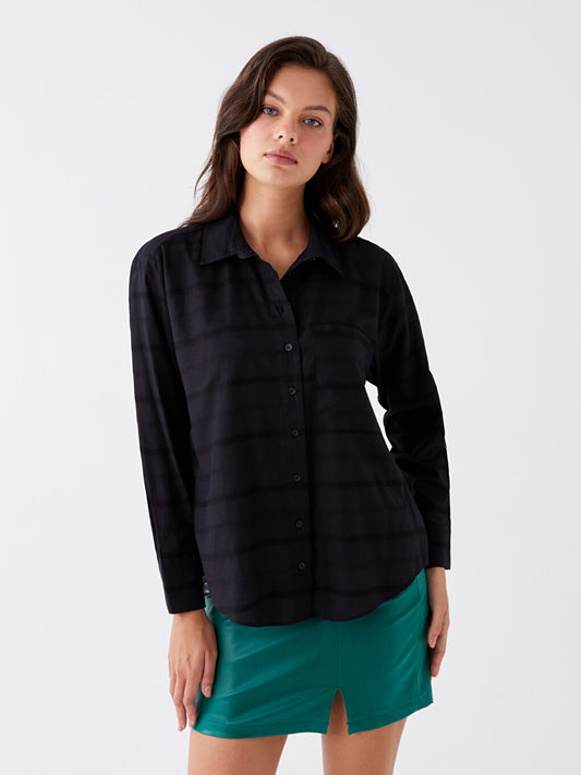 Patterned Long Sleeve Poplin Women's Shirt