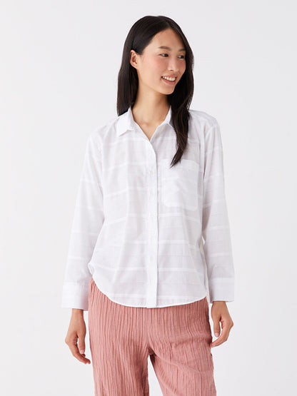 Patterned Long Sleeve Poplin Women's Shirt