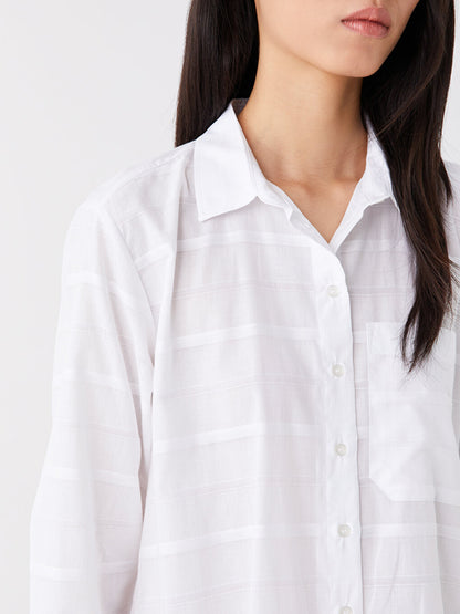 Patterned Long Sleeve Poplin Women's Shirt