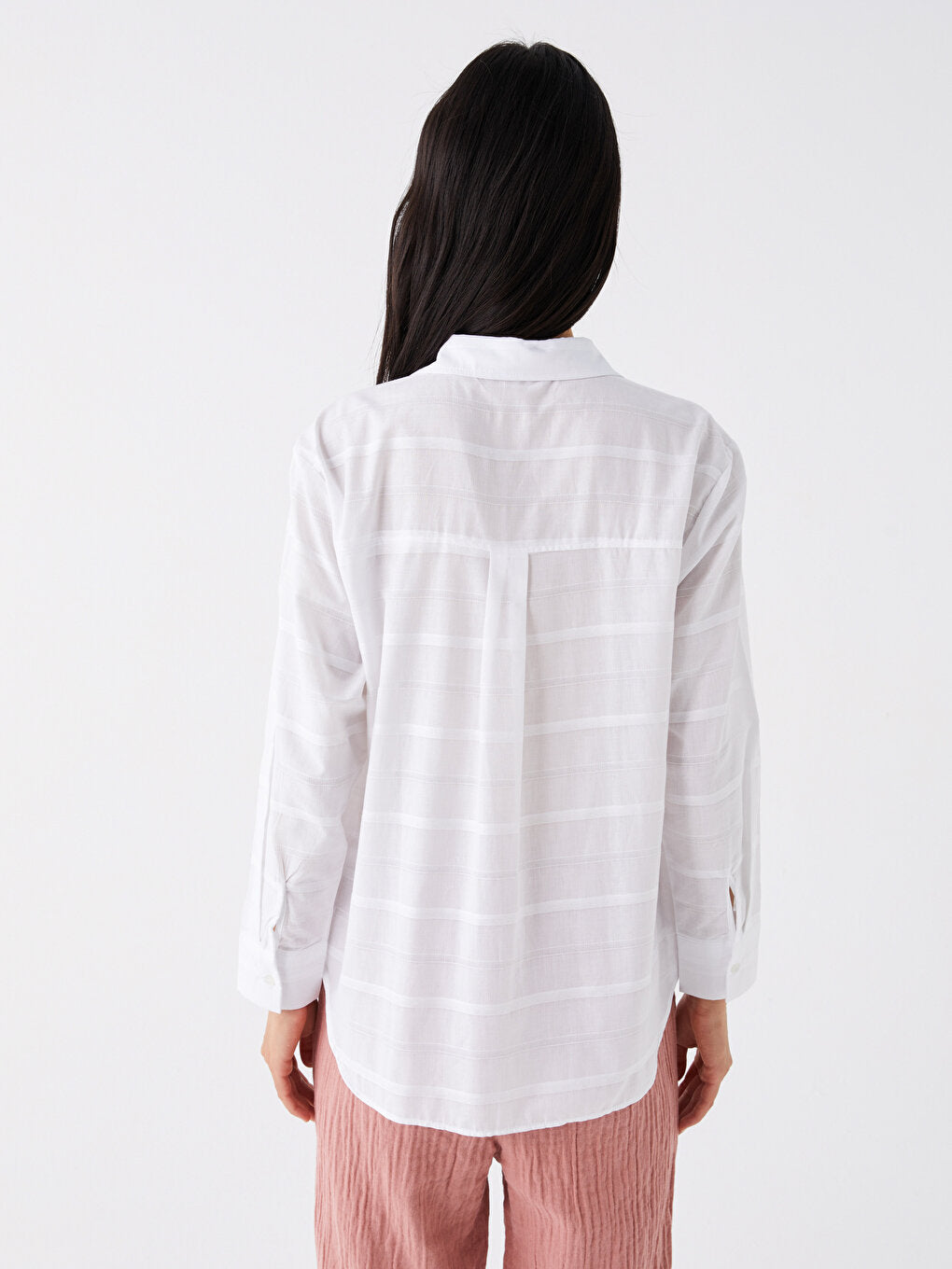 Patterned Long Sleeve Poplin Women's Shirt