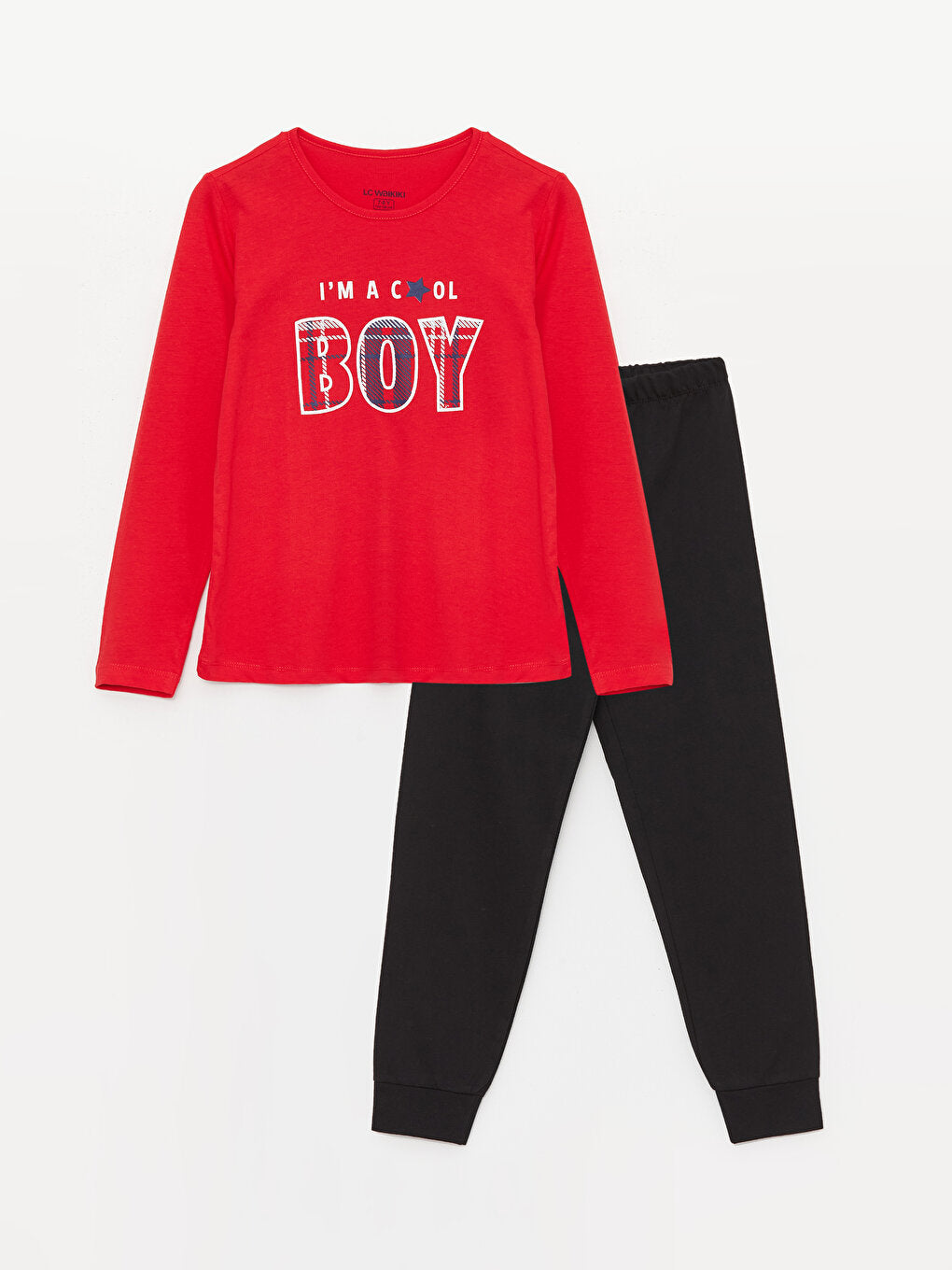 Crew Neck Printed Long Sleeve Boys Pajama Set