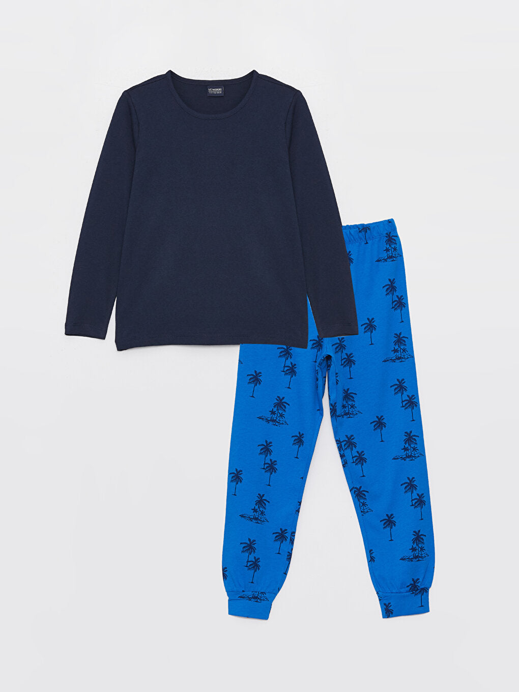 Crew Neck Printed Long Sleeve Boys' Pajama Set