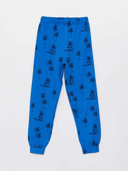 Crew Neck Printed Long Sleeve Boys' Pajama Set