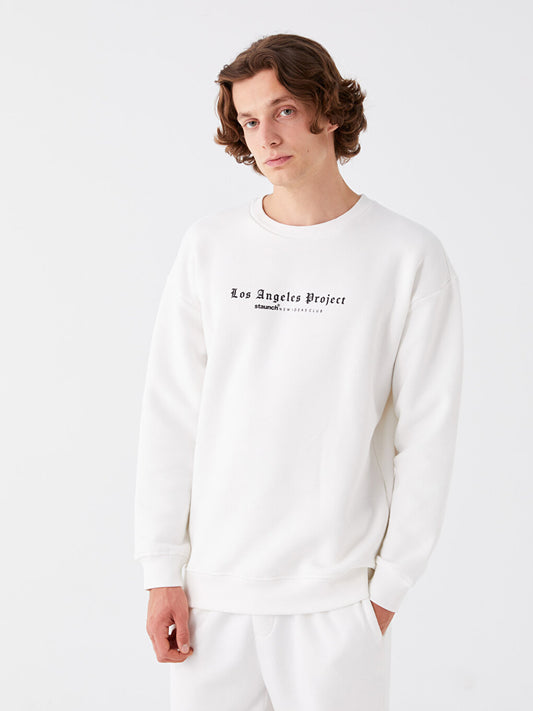 Crew Neck Long Sleeve Printed Men's Sweatshirt