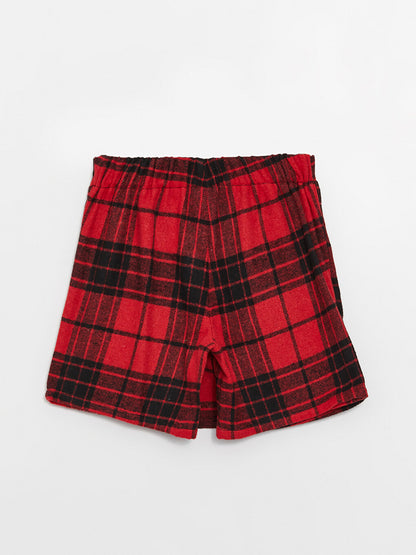 Plaid Girl's Shorts Skirt with Elastic Waist