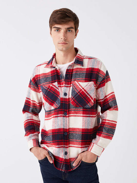 Comfortable Fit Long Sleeve Plaid Men's Lumberjack Shirt Jacket