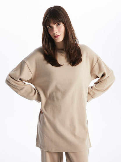 Crew Neck Plain Long Sleeve Women's Tunic