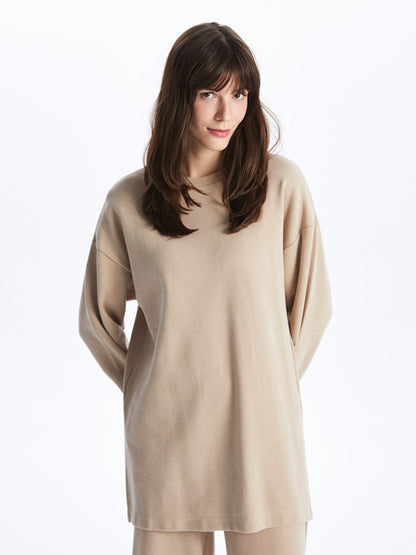 Crew Neck Plain Long Sleeve Women's Tunic