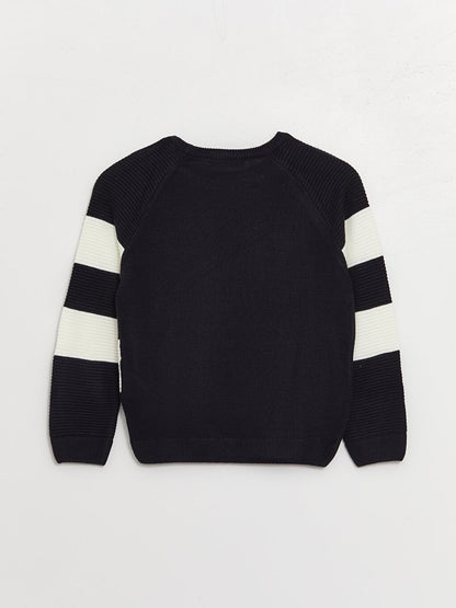 Crew Neck Striped Long Sleeve Boy's Knitwear Sweater