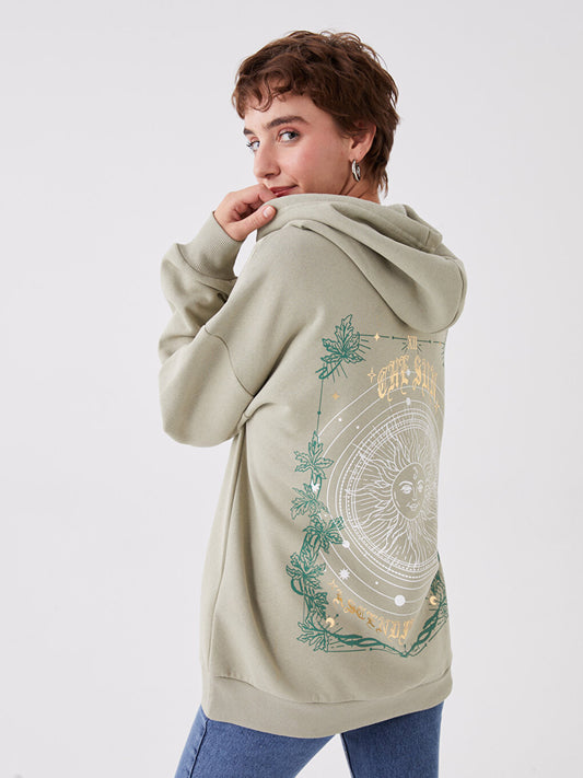 Printed Long Sleeve Oversize Women's Hoodie