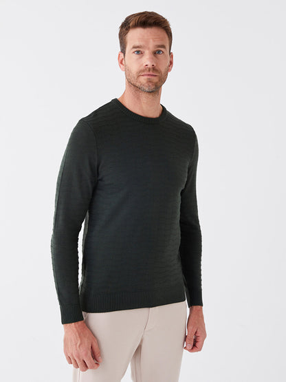 Crew Neck Long Sleeve Men's Knitwear Sweater