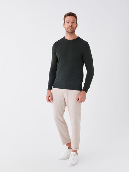 Crew Neck Long Sleeve Men's Knitwear Sweater