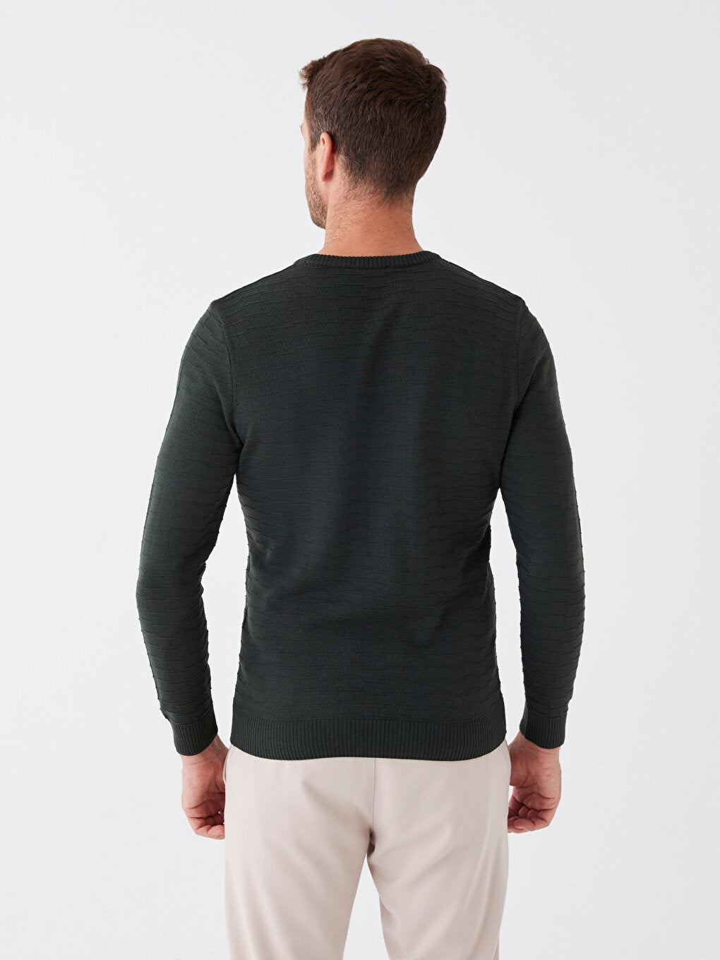 Crew Neck Long Sleeve Men's Knitwear Sweater