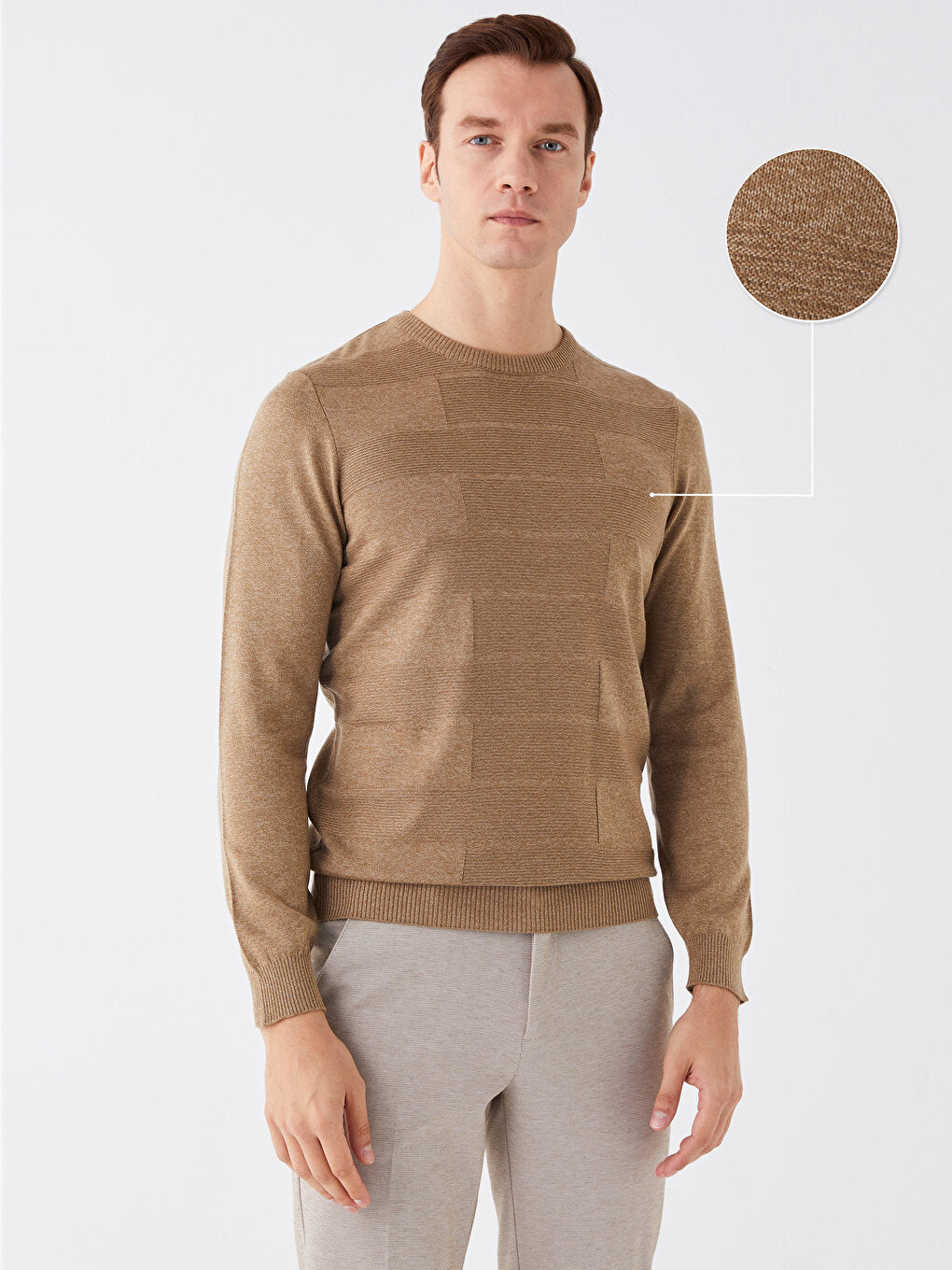 Crew Neck Long Sleeve Men's Knitwear Sweater