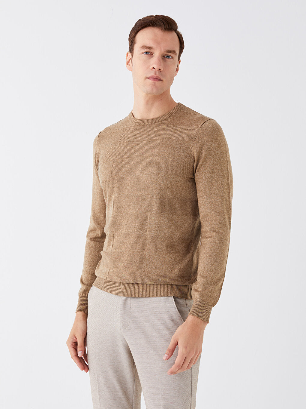 Crew Neck Long Sleeve Men's Knitwear Sweater