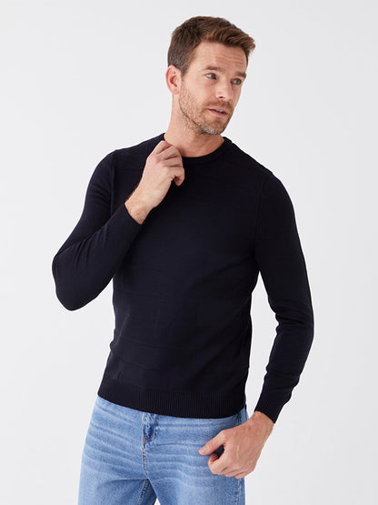 Crew Neck Long Sleeve Men's Knitwear Sweater