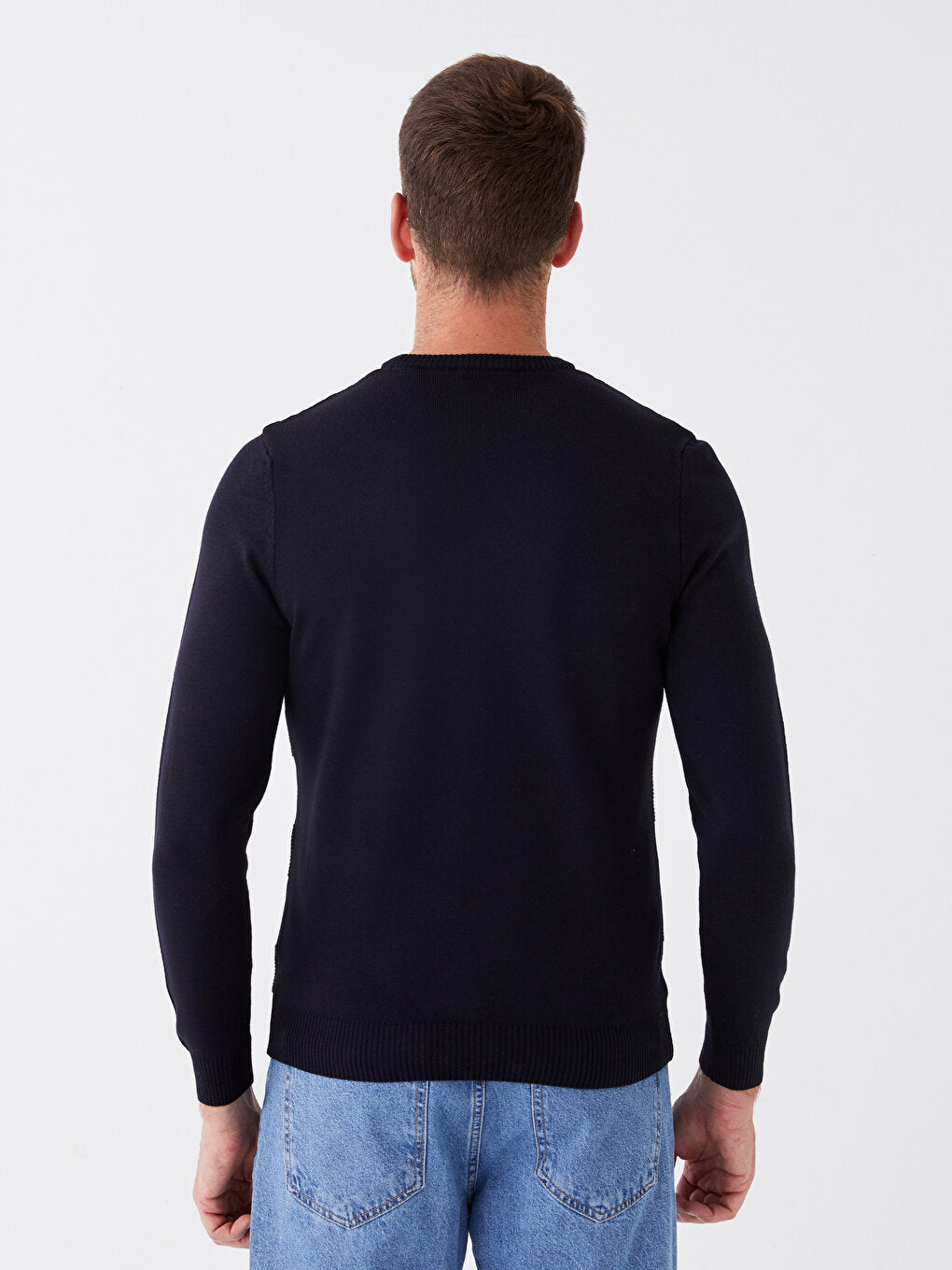 Crew Neck Long Sleeve Men's Knitwear Sweater