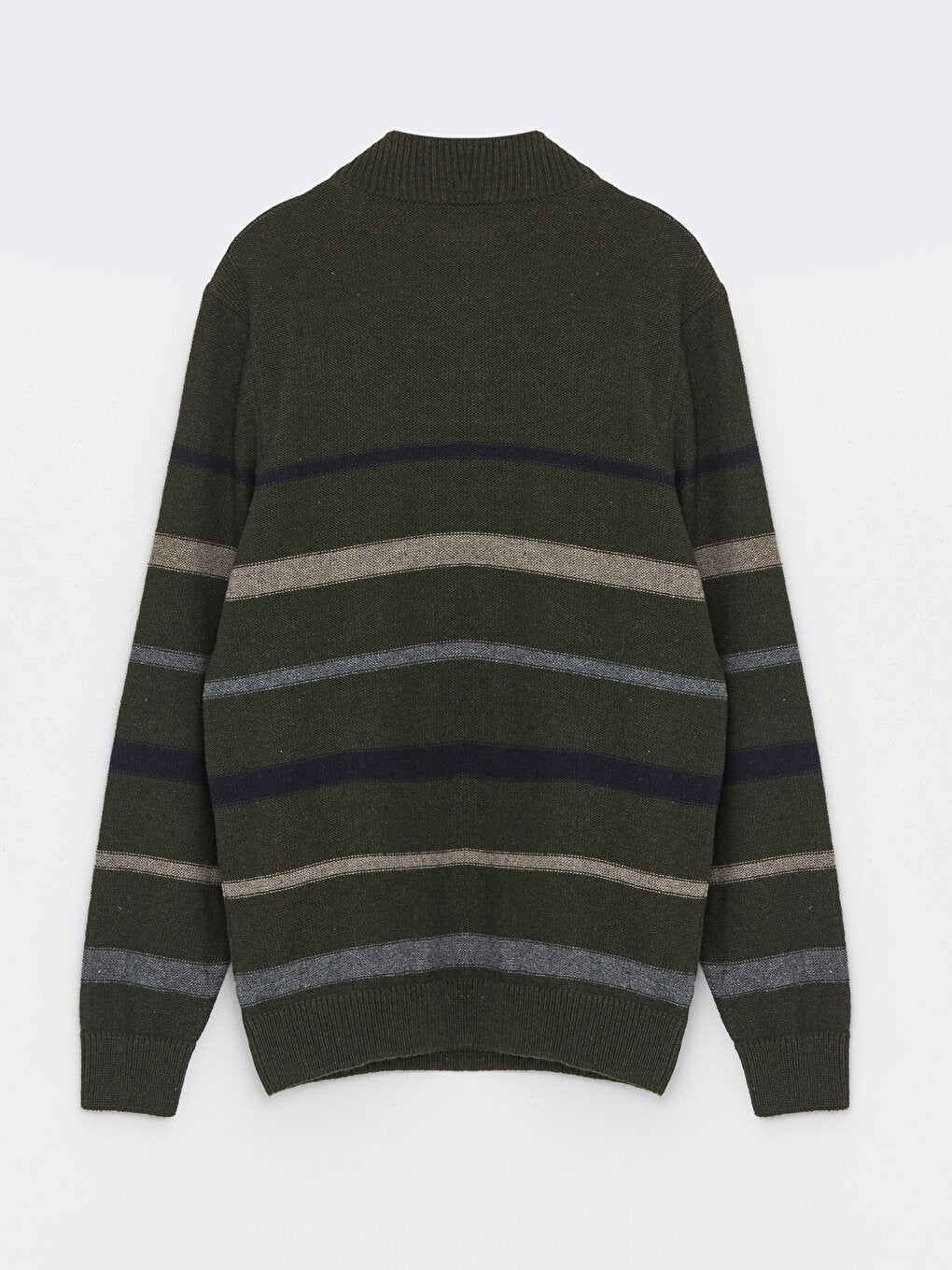 High Collar Long Sleeve Striped Men's Knitwear Sweater