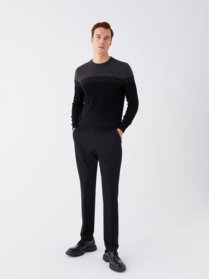 Crew Neck Long Sleeve Men's Knitwear Sweater