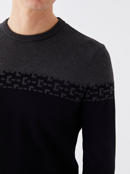 Crew Neck Long Sleeve Men's Knitwear Sweater