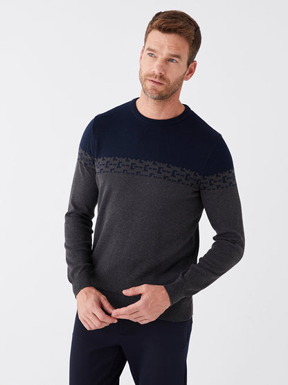 Crew Neck Long Sleeve Men's Knitwear Sweater