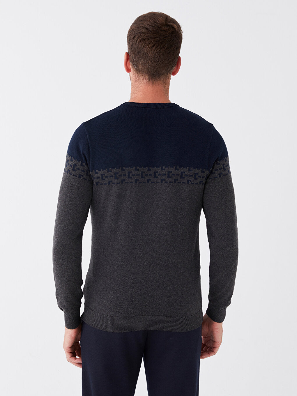 Crew Neck Long Sleeve Men's Knitwear Sweater