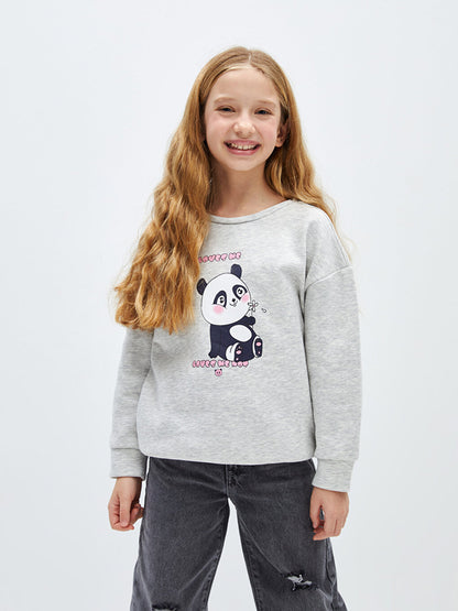 Crew-Neck Printed Long Sleeve Girl's Sweatshirt