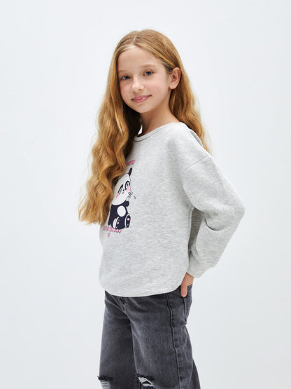 Crew-Neck Printed Long Sleeve Girl's Sweatshirt