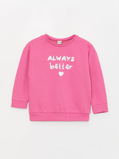 Crew Neck Printed Long Sleeve Girl's Sweatshirt