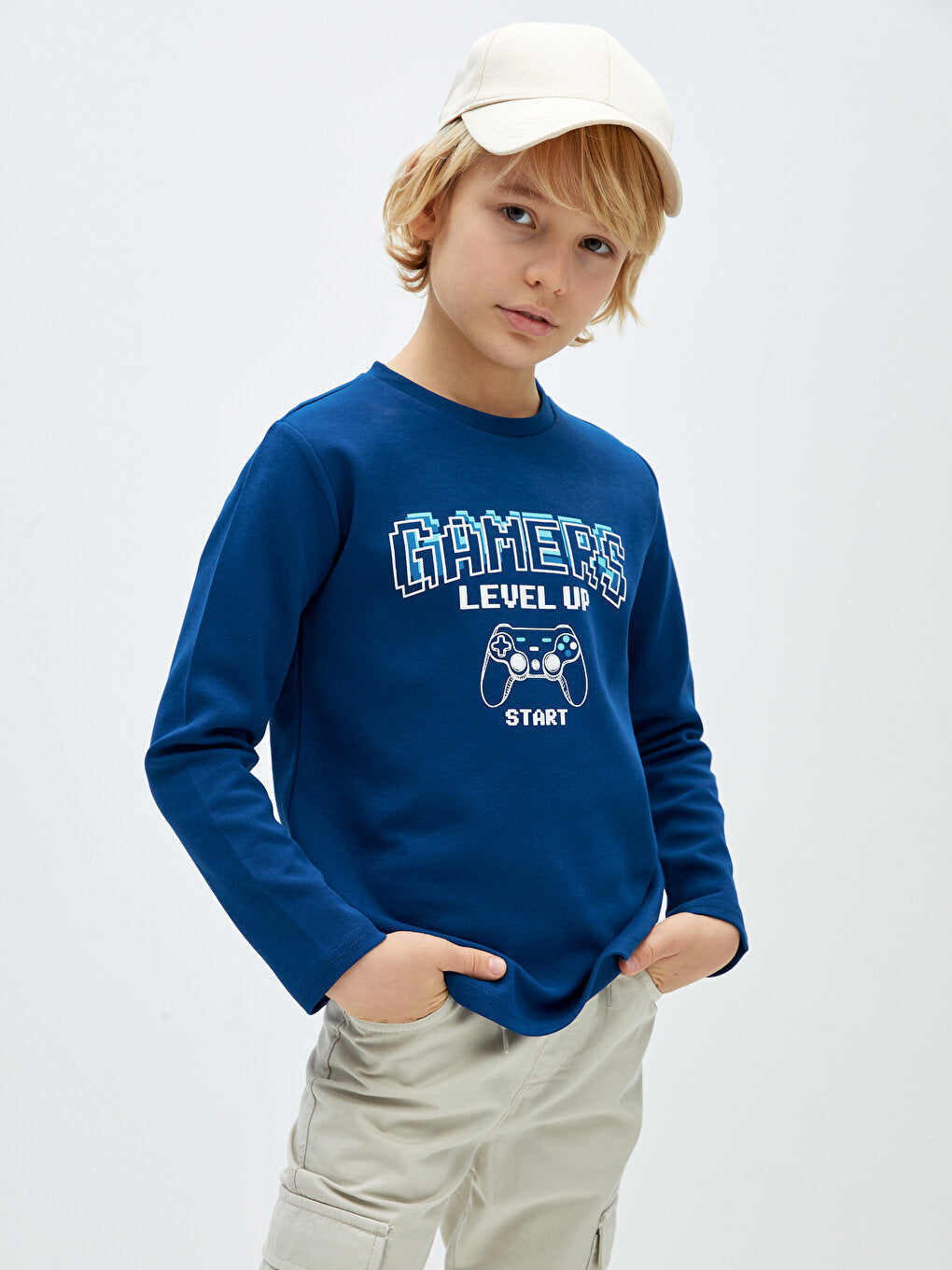 Crew Neck Printed Long Sleeve Boy's Sweatshirt