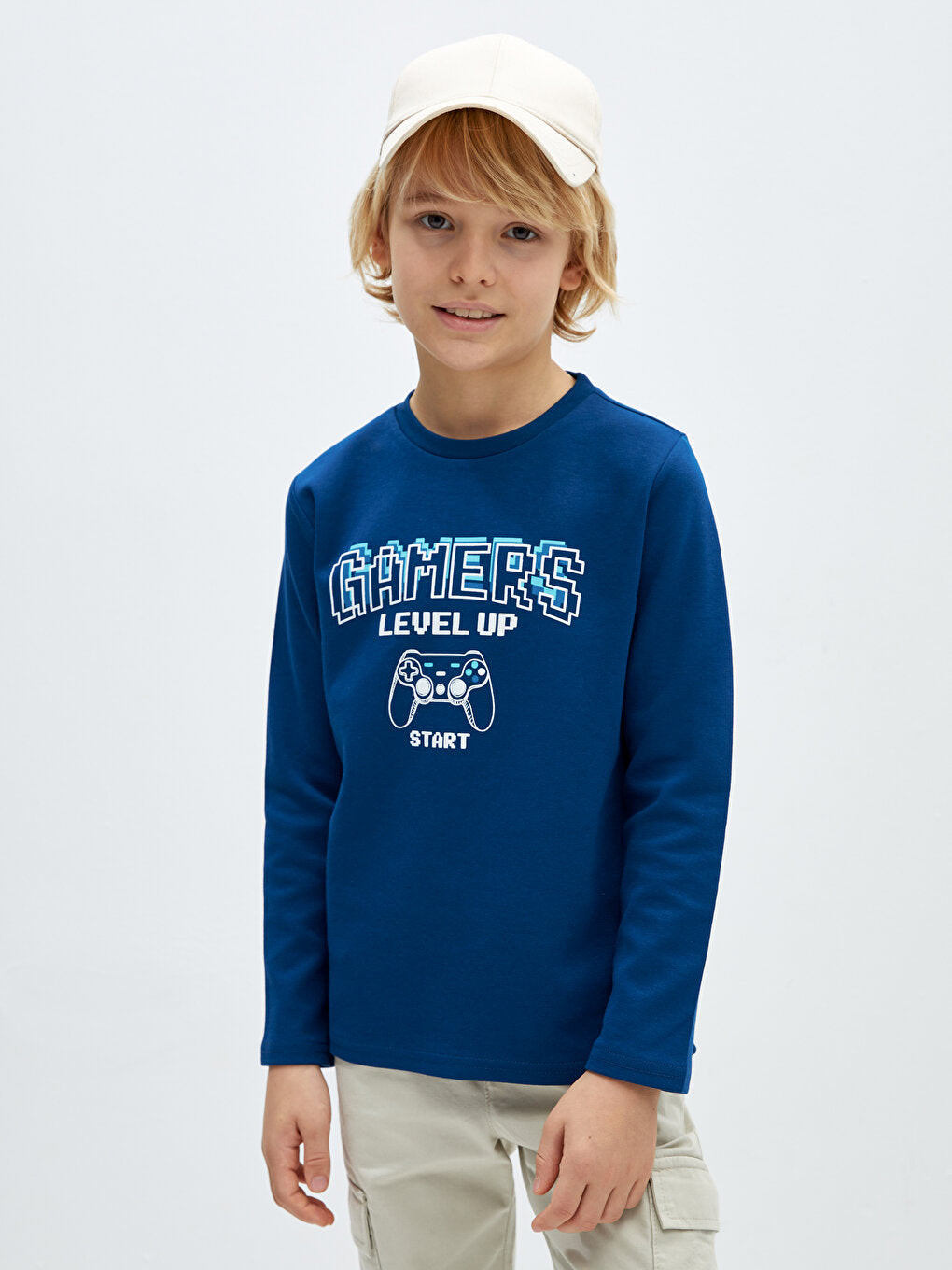 Crew Neck Printed Long Sleeve Boy's Sweatshirt