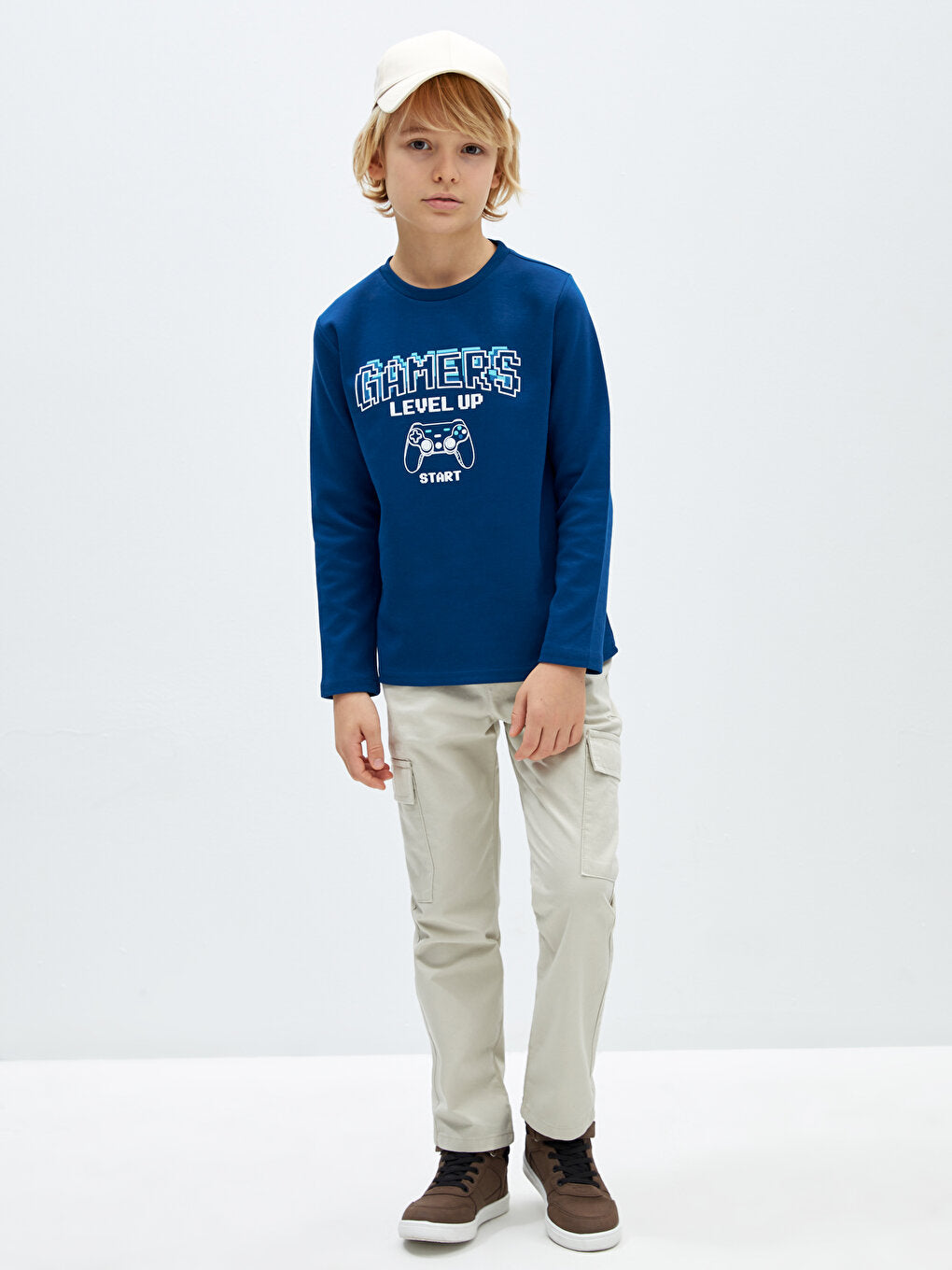 Crew Neck Printed Long Sleeve Boy's Sweatshirt