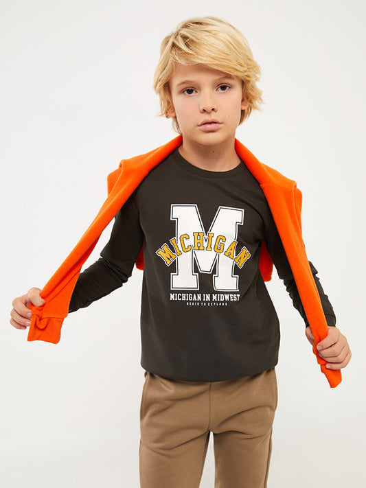 Crew Neck Printed Long Sleeve Boy's Sweatshirt