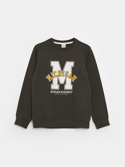 Crew Neck Printed Long Sleeve Boy's Sweatshirt