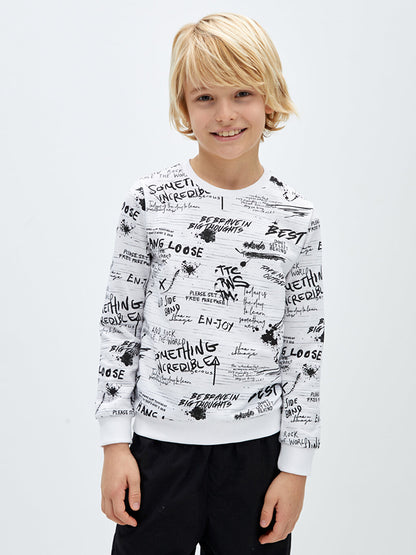 Crew Neck Printed Long Sleeve Boy's Sweatshirt