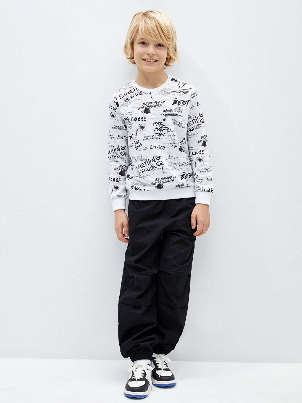 Crew Neck Printed Long Sleeve Boy's Sweatshirt