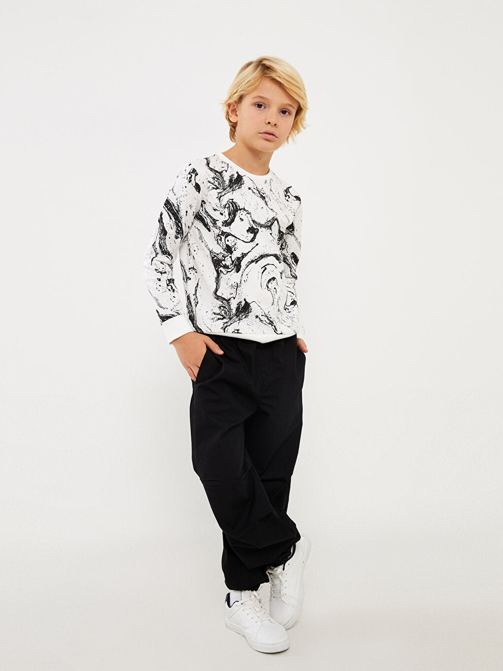 Crew Neck Printed Long Sleeve Boy's Sweatshirt