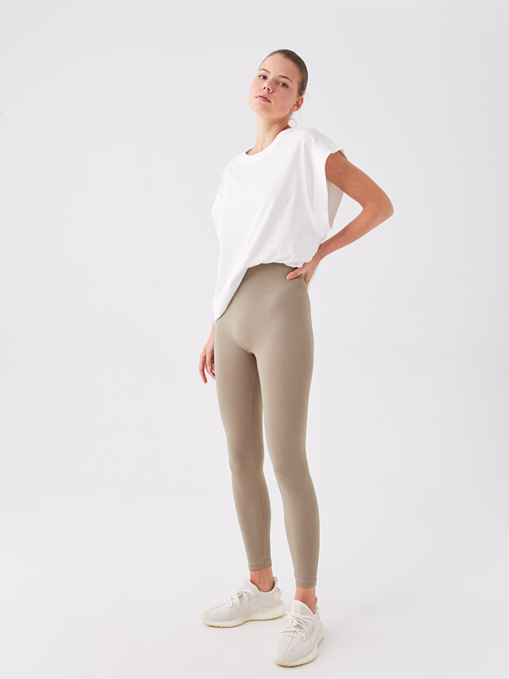 Plain Seamless Women's Tights with Elastic Waist