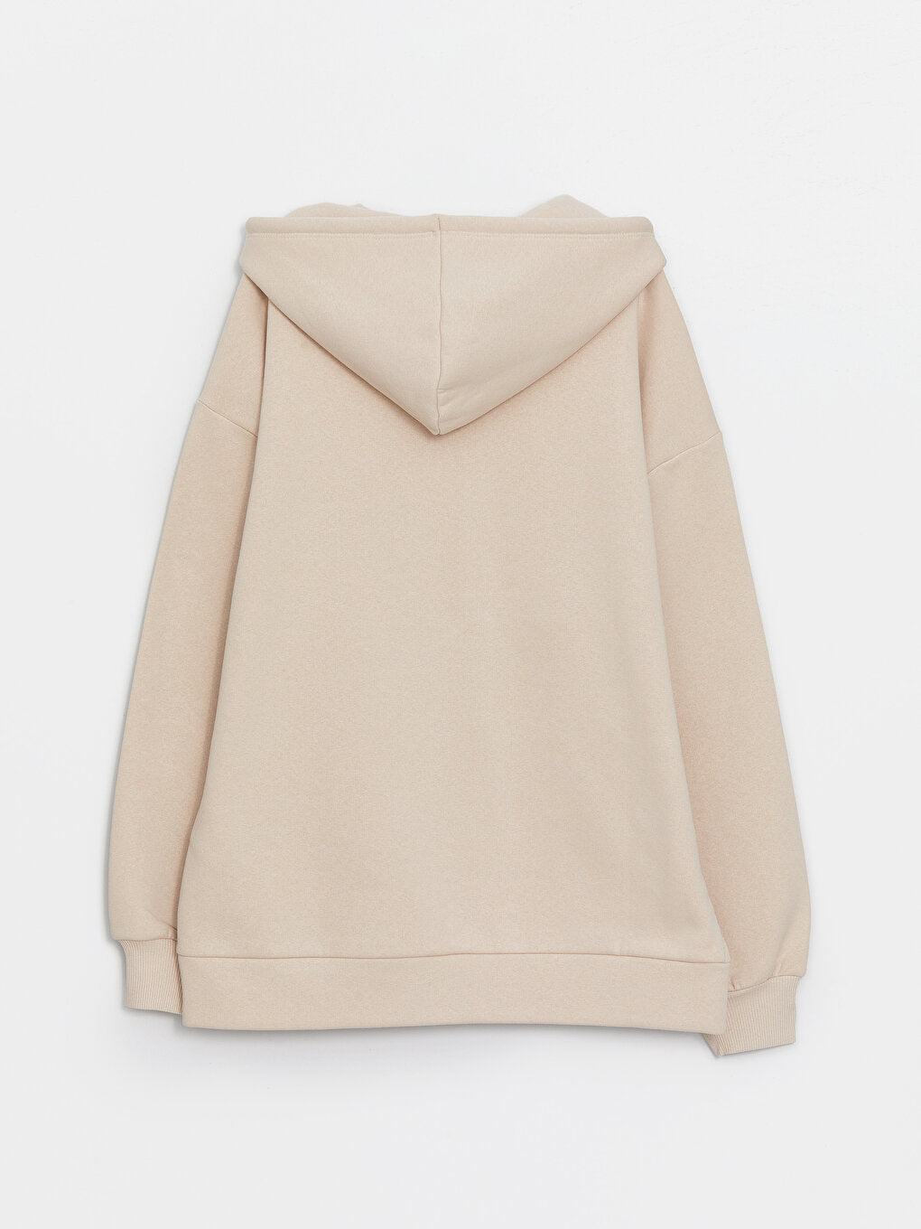 Hooded Plain Long Sleeve Oversize Women's Zipper Sweatshirt