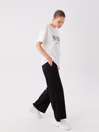 Women's Elastic Waist Plain Sweatpants