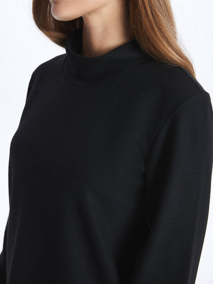 High Collar Plain Long Sleeve Women's Tunic