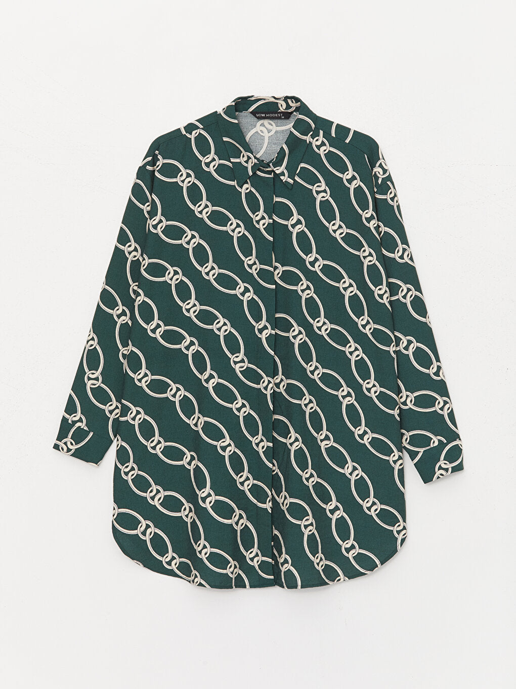 Patterned Long Sleeve Oversize Women's Shirt Tunic