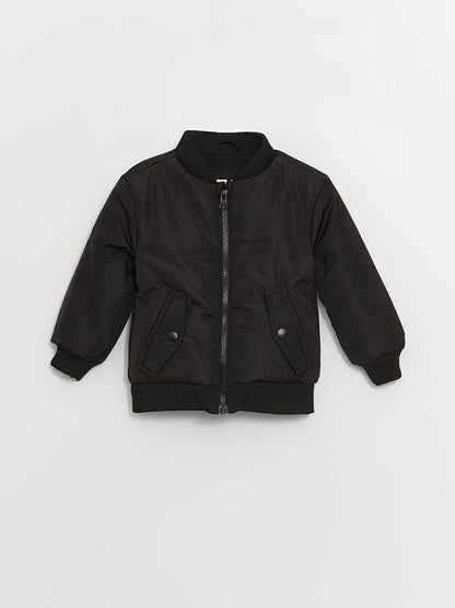 College Neck Plain Baby Boy Bomber Coat