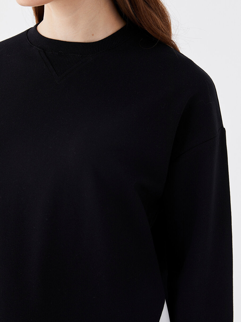 Crew Neck Plain Long Sleeve Oversize Women's Sweatshirt Tunic