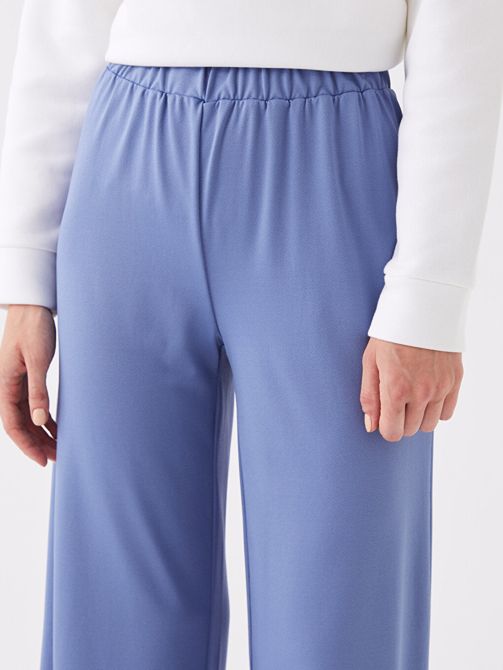 Straight Wide Leg Women's Pajama Bottoms with Elastic Waist