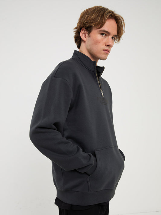 High Collar Long Sleeve Men's Sweatshirt