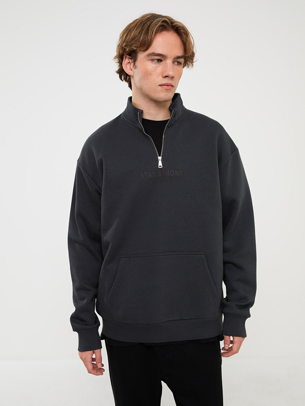 High Collar Long Sleeve Men's Sweatshirt