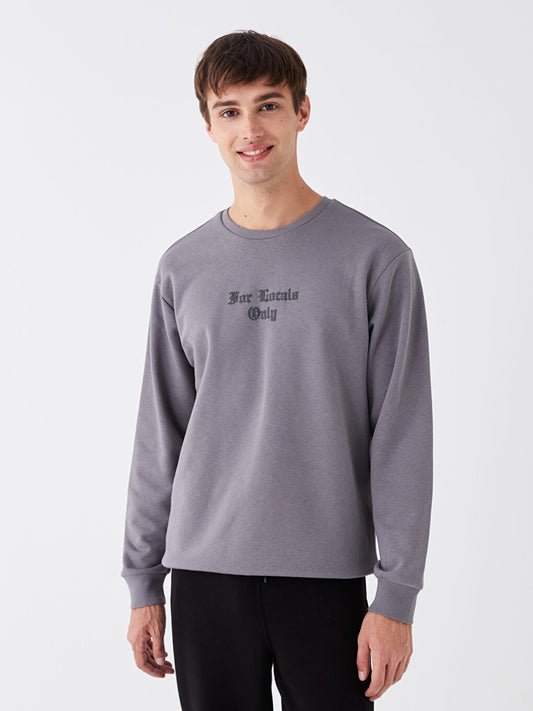 Crew Neck Long Sleeve Printed Men's Sweatshirt